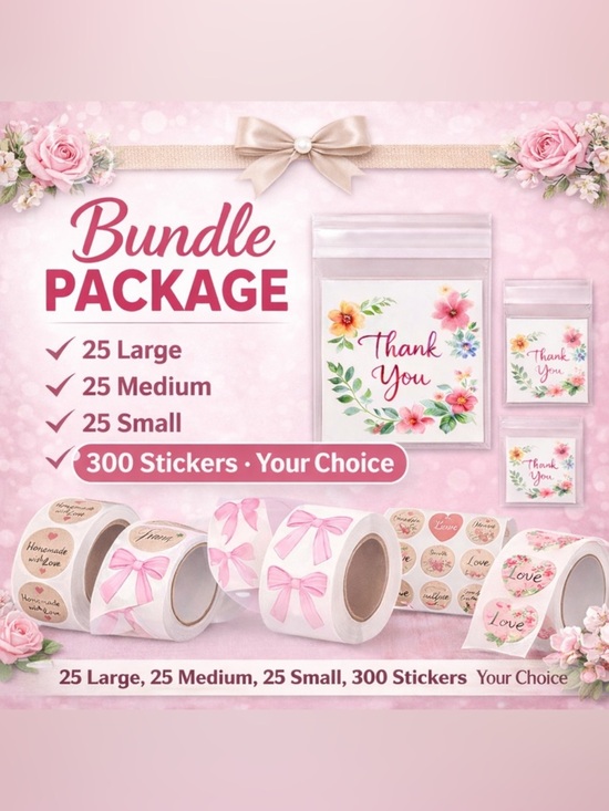 Other - Bundle Self Adhesive Bags “Thank You “ and Roll Sticker 300pc